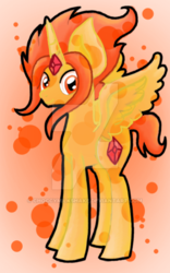 Size: 400x640 | Tagged: safe, artist:choccymilkshake, alicorn, pony, adventure time, female, flame princess, male, mare, ponified, solo, watermark