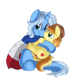 Size: 2550x2850 | Tagged: safe, artist:pridark, braeburn, oc, oc only, pony, unicorn, cape, clothes, commission, french, high res, plushie, simple background, smiling, solo, transparent background