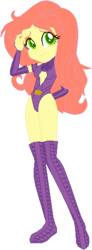 Size: 202x551 | Tagged: safe, artist:selenaede, artist:wolf, fluttershy, equestria girls, g4, base used, breasts, clothes, cosplay, costume, crossover, dc comics, leotard, starfire, starshy, teen titans, zettai ryouiki