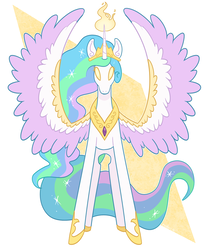 Size: 1024x1229 | Tagged: safe, artist:maskarie, princess celestia, alicorn, pony, g4, female, glowing eyes, glowing horn, horn, magic, mare, solo, spread wings, wings