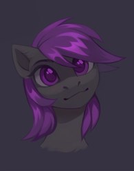 Size: 1689x2160 | Tagged: safe, artist:share dast, oc, oc only, pony, bust, curious, portrait, purple eyes, purple mane, simple background, solo