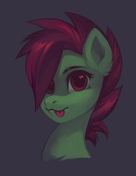 Size: 1679x2160 | Tagged: safe, artist:share dast, oc, oc only, pony, :p, bust, female, hair over one eye, heart eyes, mare, portrait, simple background, solo, tongue out, wingding eyes