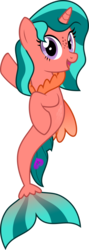 Size: 465x1307 | Tagged: safe, artist:mlp-trailgrazer, oc, oc only, oc:ripple effect, mermaid, merpony, seapony (g4), unicorn, female, fish tail, freckles, horn, open mouth, simple background, smiling, solo, tail, transparent background, vector, wings
