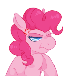 Size: 800x800 | Tagged: safe, artist:plushbone, pinkie pie, earth pony, pony, g4, angry, cross-popping veins, female, hooves together, simple background, solo, transparent background
