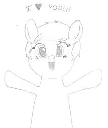 Size: 1320x1563 | Tagged: safe, artist:chronicle23, oc, oc only, cute, female, filly, monochrome, solo, text