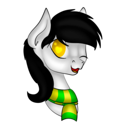 Size: 2000x2000 | Tagged: safe, artist:xcinnamon-twistx, oc, oc only, oc:first choice, pony, bust, clothes, heterochromia, high res, looking at you, one eye closed, portrait, scarf, simple background, solo, transparent background, wink