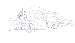 Size: 5500x3150 | Tagged: safe, artist:badgerben, oc, oc only, alicorn, pony, absurd resolution, alicorn oc, clothes, dress, female, grayscale, looking at you, monochrome, sketch, solo