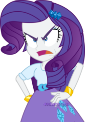 Size: 1600x2302 | Tagged: safe, artist:jucamovi1992, rarity, equestria girls, g4, angry, belt, blouse, bracelet, clothes, female, glare, hair, hairpin, hand on hip, jewelry, makeup, open mouth, shrunken pupils, simple background, skirt, solo, teenager, transparent background