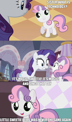 Size: 1280x2160 | Tagged: safe, edit, edited screencap, screencap, rarity, sweetie belle, pony, unicorn, g4, sisterhooves social, bad advice, comic, duo, female, filly, joel, mare, meme, quote, vargskelethor, vinesauce, windows 7 destruction