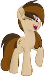 Size: 1147x1932 | Tagged: safe, artist:comfydove, oc, oc only, oc:cupcake slash, earth pony, pony, g4, cute, female, mare, movie accurate, ocbetes, one eye closed, open mouth, simple background, solo, transparent background, wink