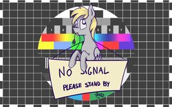 Size: 1276x797 | Tagged: safe, artist:irdes, derpy hooves, pegasus, pony, g4, female, power cord, solo, technical difficulties, test card