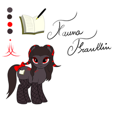 Size: 1700x1600 | Tagged: safe, artist:thepianistmare, edit, oc, oc only, oc:fauna franklin, bow, commission, fishnet stockings, red and black oc, reference sheet, sfw edit