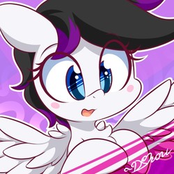 Size: 500x500 | Tagged: safe, artist:dshou, oc, oc only, oc:midnight orchid, pegasus, pony, female, mare, open mouth, solo