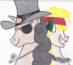 Size: 900x801 | Tagged: safe, artist:thestipplebrony, pony, 80s, axl rose, chain necklace, guns n roses, hard rock, pointillism, ponified, rock (music), skull, slash, stippling, sunglasses, traditional art