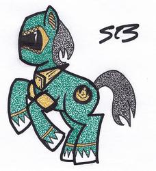 Size: 366x402 | Tagged: safe, artist:thestipplebrony, green ranger, kyouryuu sentai zyuranger, mighty morphin power rangers, pointillism, power rangers, solo, stippling, super sentai, traditional art