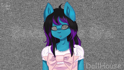 Size: 1024x576 | Tagged: safe, artist:second-can, oc, oc only, oc:despy, anthro, clothes, dress, empty eyes, female, mare, solo, static