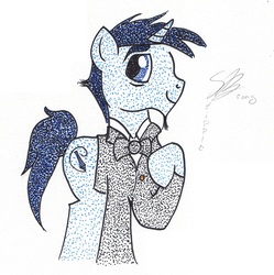 Size: 1552x1560 | Tagged: safe, artist:thestipplebrony, oc, oc only, oc:cobalt snow, pointillism, solo, stippling, traditional art