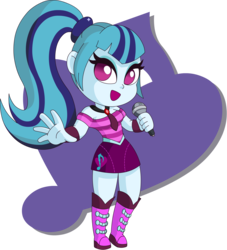 Size: 2724x3000 | Tagged: safe, artist:doctor-g, sonata dusk, equestria girls, g4, my little pony equestria girls: rainbow rocks, chibi, clothes, female, high res, looking at you, microphone, open mouth, shirt, simple background, singing, smiling, solo, transparent background