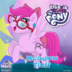 Size: 1080x1080 | Tagged: safe, oc, oc only, oc:meadow fluff, g4, my little pony: the movie, bow, glasses, hair bow, mlp movie pony maker, rearing