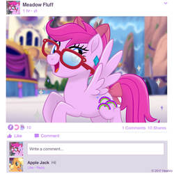 Size: 1080x1080 | Tagged: safe, oc, oc only, oc:meadow fluff, g4, my little pony: the movie, bow, facebook, glasses, mlp movie pony maker, rearing, tail bow