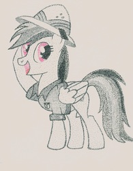 Size: 1772x2268 | Tagged: safe, artist:thestipplebrony, daring do, g4, female, hat, pointillism, solo, stippling, traditional art