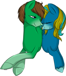 Size: 879x1010 | Tagged: safe, artist:violentdreamsofmine, oc, oc only, oc:dainty hack, oc:spirit split, earth pony, pegasus, pony, eyes closed, female, male, mare, oc x oc, prone, shipping, simple background, stallion, straight, transparent background