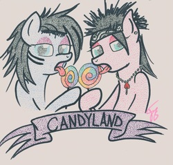 Size: 2184x2088 | Tagged: safe, artist:thestipplebrony, pony, album cover, blood on the dance floor, candy, candyland, food, high res, lollipop, pointillism, ponified, ponified album cover, scene kid, stippling, traditional art