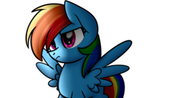 Size: 1024x576 | Tagged: safe, artist:lbrcloud, rainbow dash, pegasus, pony, g4, female, frown, grumpy, head tilt, mare, simple background, solo, spread wings, transparent background, wings