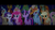 Size: 1280x720 | Tagged: safe, screencap, applejack, boyle, capper dapperpaws, captain celaeno, fluttershy, lix spittle, pinkie pie, princess skystar, rainbow dash, rarity, squabble, twilight sparkle, alicorn, classical hippogriff, hippogriff, parrot pirates, anthro, g4, my little pony: the movie, chest fluff, mane six, pirate, twilight sparkle (alicorn)