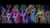 Size: 1280x720 | Tagged: safe, screencap, applejack, boyle, capper dapperpaws, captain celaeno, fluttershy, lix spittle, pinkie pie, princess skystar, rainbow dash, rarity, squabble, twilight sparkle, alicorn, bird, classical hippogriff, hippogriff, ornithian, anthro, g4, my little pony: the movie, chest fluff, mane six, parrot pirates, pirate, twilight sparkle (alicorn)