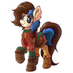 Size: 1024x1024 | Tagged: safe, artist:witchtaunter, earth pony, pony, boots, clothes, crossover, ear fluff, link, male, ponified, raised hoof, shoes, simple background, solo, stallion, the legend of zelda, the legend of zelda: breath of the wild, transparent background