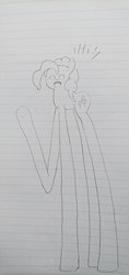 Size: 568x1200 | Tagged: safe, artist:applebloomlove, pinkie pie, earth pony, pony, g4, eyes closed, female, impossibly long legs, lined paper, long legs, mare, traditional art