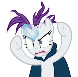 Size: 3947x3900 | Tagged: safe, artist:vanchees, rarity, pony, unicorn, g4, it isn't the mane thing about you, faic, female, glowing horn, high res, horn, marshmelodrama, messy mane, raribald, simple background, solo, transparent background, upset, vector