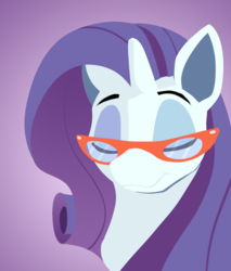 Size: 1158x1361 | Tagged: dead source, safe, artist:greyscaleart, rarity, pony, unicorn, g4, bust, eyes closed, female, glasses, mare, portrait, solo
