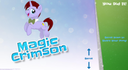 Size: 1654x912 | Tagged: safe, oc, oc only, oc:magic crimson, g4, my little pony: the movie, bowtie, edgy, mlp movie pony maker, rearing, smiling, solo