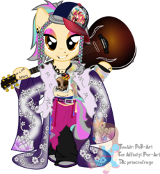 Size: 1148x1250 | Tagged: safe, artist:princeofrage, oc, semi-anthro, bipedal, cap, clothes, hat, jrock, kimono (clothing), miyavi, plushie, sandals, simple background, solo, transparent background, visual kei