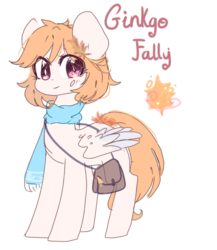 Size: 939x1084 | Tagged: safe, artist:windymils, oc, oc only, oc:gingko fally, pegasus, pony, clothes, female, mare, saddle bag, scarf, solo