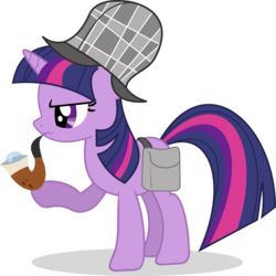 Size: 4250x4247 | Tagged: safe, artist:hornflakes, twilight sparkle, pony, unicorn, g4, mmmystery on the friendship express, absurd resolution, bubble pipe, deerstalker, female, hat, mare, pipe, saddle bag, sherlock sparkle, simple background, solo, transparent background, unicorn twilight, vector