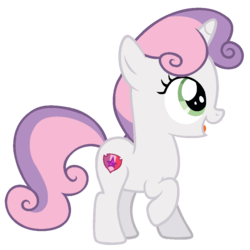 Size: 940x940 | Tagged: safe, artist:j-pinkie, sweetie belle, pony, unicorn, g4, female, filly, ms paint, open mouth, raised hoof, simple background, solo, the cmc's cutie marks, transparent background, vector