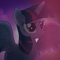 Size: 1000x1000 | Tagged: safe, artist:cloudbringerart, twilight sparkle, alicorn, pony, g4, female, gradient background, shadow, smoke, solo, twilight sparkle (alicorn)