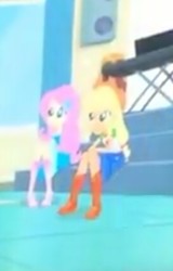 Size: 272x425 | Tagged: safe, screencap, applejack, fluttershy, equestria girls, g4, my little pony equestria girls: better together, overpowered (equestria girls), cropped, female, photo