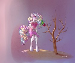 Size: 1280x1072 | Tagged: safe, artist:voshi, pegasus, anthro, unguligrade anthro, bubble, clothes, dress, female, mane, mare, solo