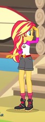 Size: 265x720 | Tagged: safe, screencap, sunset shimmer, equestria girls, g4, my little pony equestria girls: legend of everfree, boots, camp everfree outfits, clothes, cropped, female, shoes, shorts, socks, solo