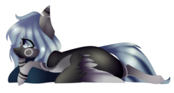 Size: 1024x543 | Tagged: safe, artist:hyshyy, oc, oc only, oc:hiyori, pegasus, pony, colored wings, female, mare, multicolored wings, pillow, prone, simple background, solo, transparent background