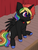 Size: 1578x2093 | Tagged: safe, artist:marsminer, oc, oc only, oc:rainbow moon, alicorn, pony, alicorn oc, auction, collar, colored pupils, male, rainbow hair, sitting, solo, spiked collar, stallion, unshorn fetlocks