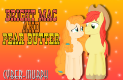 Size: 2815x1836 | Tagged: safe, artist:cyber-murph, bright mac, pear butter, earth pony, pony, g4, the perfect pear, applejack's parents, couple, cowboy hat, cute, female, hat, husband and wife, love, male, mare, pearabetes, ship:brightbutter, shipping, signature, stallion, straight
