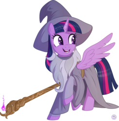 Size: 1000x1019 | Tagged: safe, artist:stasysolitude, twilight sparkle, alicorn, pony, g4, clothes, cosplay, costume, fake beard, female, gandalf, hat, lord of the rings, mare, robes, simple background, smiling, solo, staff, the hobbit, transparent background, twilight sparkle (alicorn), wizard, wizard hat