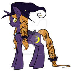 Size: 600x570 | Tagged: safe, artist:star-wolfie, oc, oc only, oc:endora, pony, unicorn, female, hat, mare, simple background, solo, transparent background, watermark, witch hat