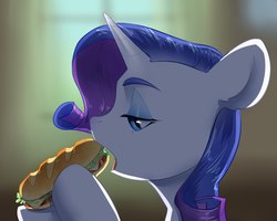 Size: 2500x2000 | Tagged: safe, artist:aphphphphp, rarity, pony, g4, eating, female, food, high res, sandwich, solo