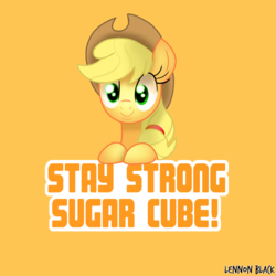 Size: 900x900 | Tagged: safe, artist:lennonblack, applejack, earth pony, pony, g4, female, motivational poster, smiling, solo, text